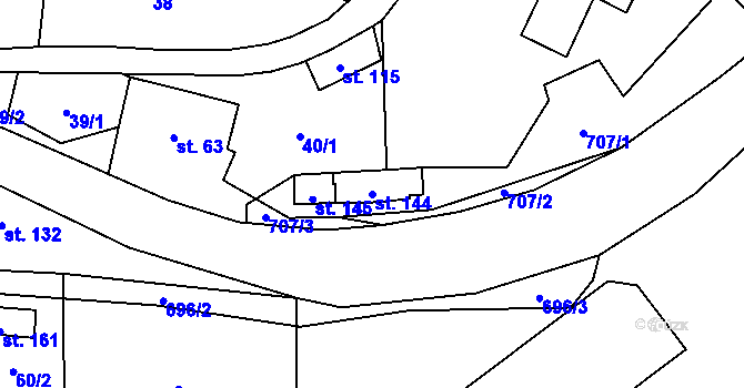 Parcela st. 144 v KÚ Doubrava u Aše, Katastrální mapa