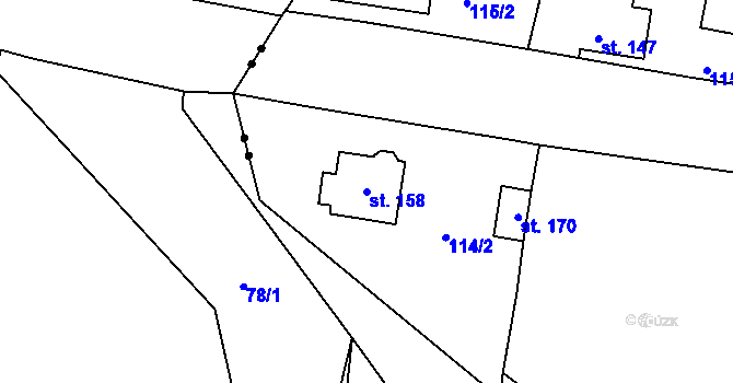 Parcela st. 158 v KÚ Doubrava u Aše, Katastrální mapa