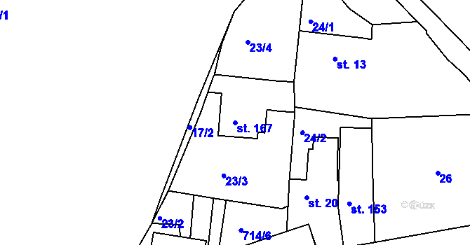 Parcela st. 167 v KÚ Doubrava u Aše, Katastrální mapa