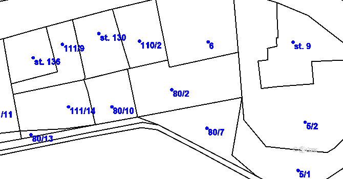 Parcela st. 80/2 v KÚ Doubrava u Aše, Katastrální mapa