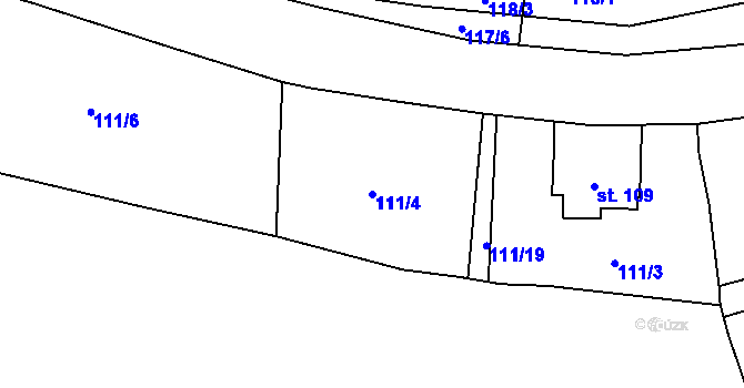Parcela st. 111/4 v KÚ Doubrava u Aše, Katastrální mapa
