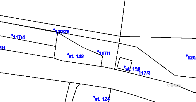 Parcela st. 117/1 v KÚ Doubrava u Aše, Katastrální mapa
