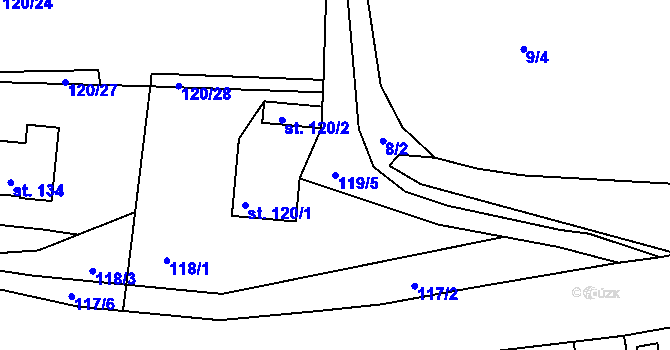 Parcela st. 119/5 v KÚ Doubrava u Aše, Katastrální mapa