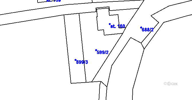 Parcela st. 599/2 v KÚ Doubrava u Aše, Katastrální mapa
