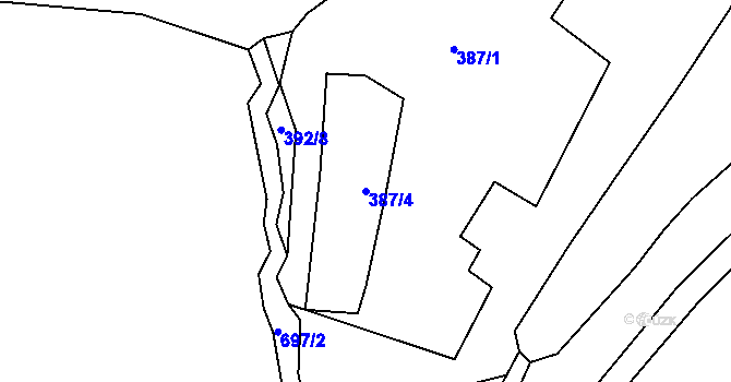 Parcela st. 387/4 v KÚ Doubrava u Aše, Katastrální mapa