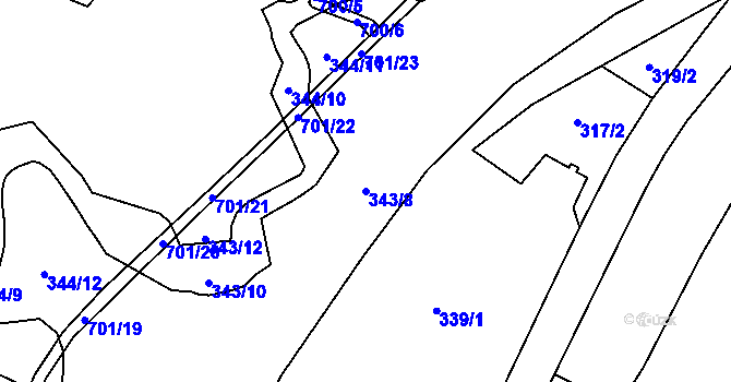 Parcela st. 343/8 v KÚ Doubrava u Aše, Katastrální mapa