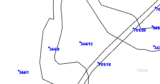 Parcela st. 344/12 v KÚ Doubrava u Aše, Katastrální mapa