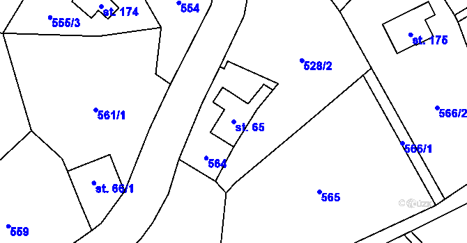 Parcela st. 65 v KÚ Kopaniny, Katastrální mapa
