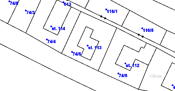 Parcela st. 113 v KÚ Kopaniny, Katastrální mapa