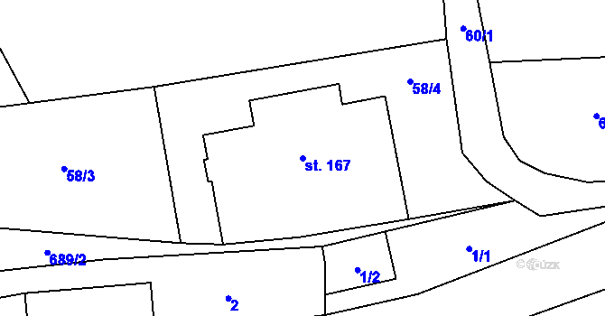 Parcela st. 167 v KÚ Kopaniny, Katastrální mapa