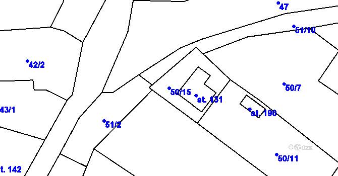 Parcela st. 50/15 v KÚ Kopaniny, Katastrální mapa