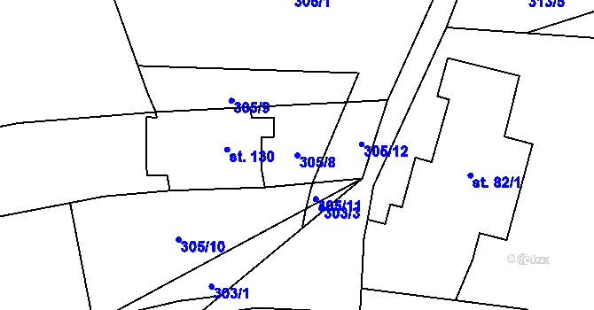 Parcela st. 305/8 v KÚ Kopaniny, Katastrální mapa