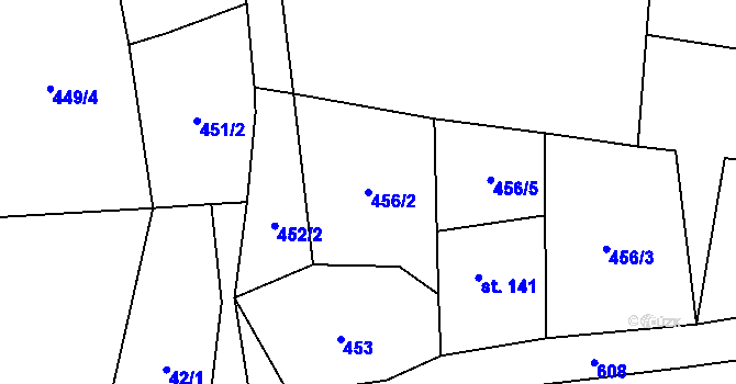 Parcela st. 456/2 v KÚ Kopaniny, Katastrální mapa