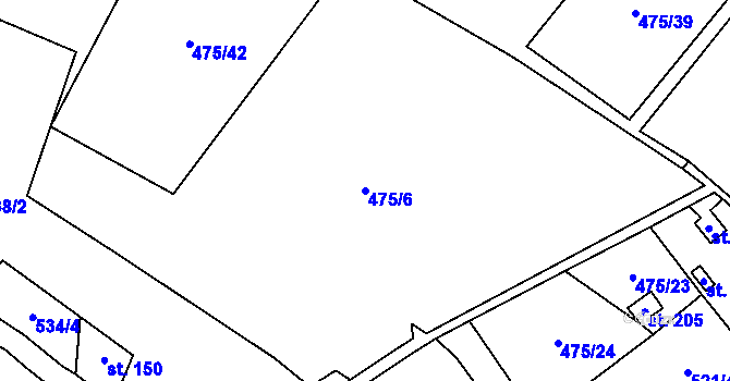 Parcela st. 475/6 v KÚ Kopaniny, Katastrální mapa
