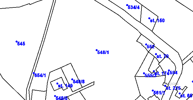Parcela st. 548/1 v KÚ Kopaniny, Katastrální mapa