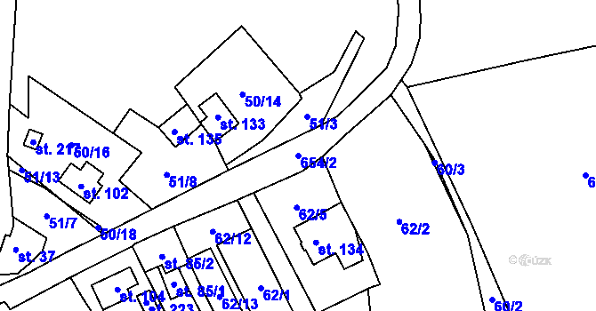 Parcela st. 654/2 v KÚ Kopaniny, Katastrální mapa