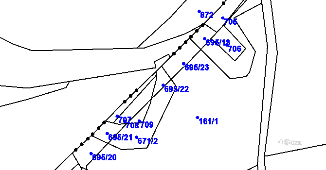 Parcela st. 695/22 v KÚ Kopaniny, Katastrální mapa