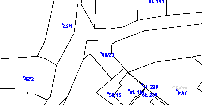 Parcela st. 50/20 v KÚ Kopaniny, Katastrální mapa