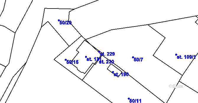 Parcela st. 229 v KÚ Kopaniny, Katastrální mapa