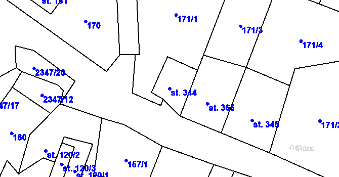 Parcela st. 344 v KÚ Podhradí u Aše, Katastrální mapa
