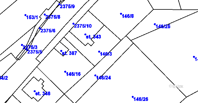 Parcela st. 146/3 v KÚ Podhradí u Aše, Katastrální mapa