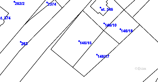 Parcela st. 146/15 v KÚ Podhradí u Aše, Katastrální mapa