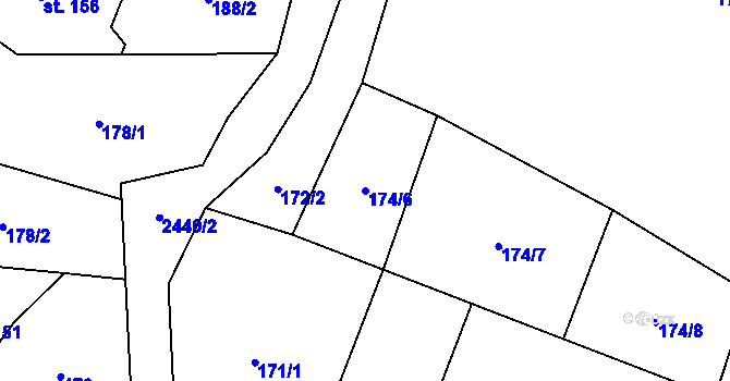 Parcela st. 174/6 v KÚ Podhradí u Aše, Katastrální mapa