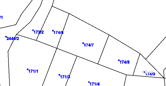 Parcela st. 174/7 v KÚ Podhradí u Aše, Katastrální mapa