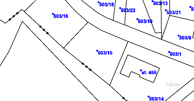Parcela st. 503/15 v KÚ Podhradí u Aše, Katastrální mapa
