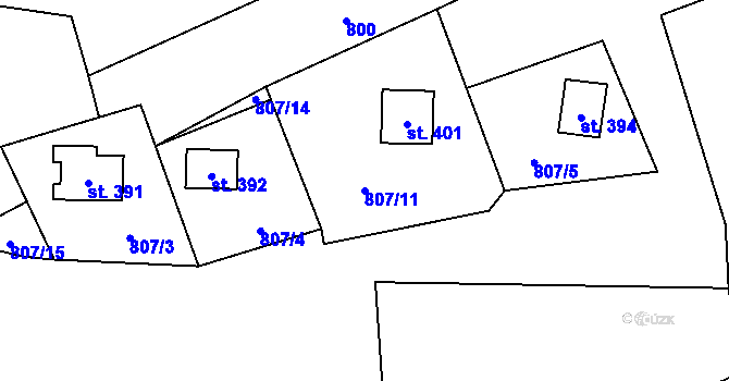 Parcela st. 807/11 v KÚ Podhradí u Aše, Katastrální mapa