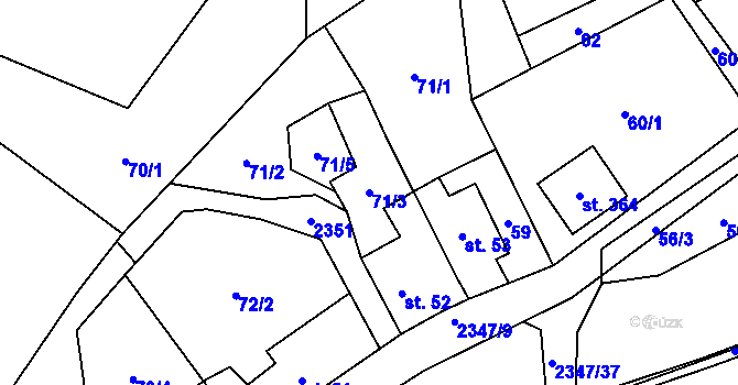 Parcela st. 71/3 v KÚ Podhradí u Aše, Katastrální mapa