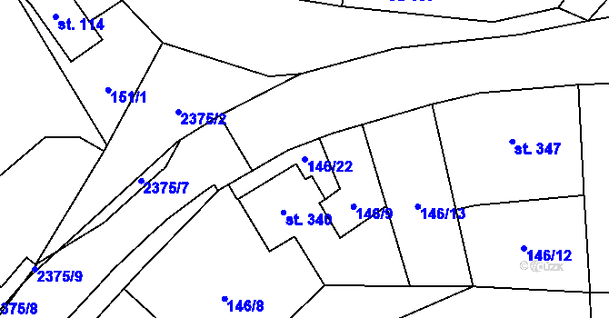 Parcela st. 146/22 v KÚ Podhradí u Aše, Katastrální mapa