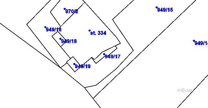 Parcela st. 949/17 v KÚ Podhradí u Aše, Katastrální mapa