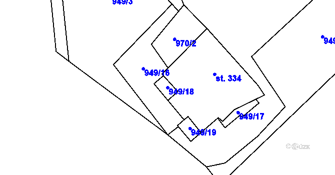 Parcela st. 949/18 v KÚ Podhradí u Aše, Katastrální mapa
