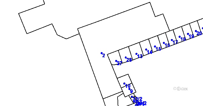 Parcela st. 2 v KÚ Svatý Kopeček, Katastrální mapa