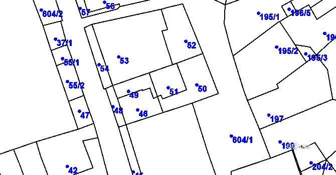 Parcela st. 51 v KÚ Svatý Kopeček, Katastrální mapa