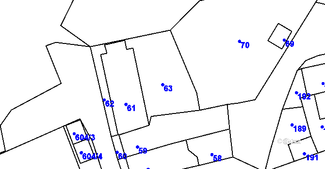 Parcela st. 63 v KÚ Svatý Kopeček, Katastrální mapa