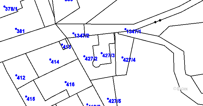 Parcela st. 427/3 v KÚ Svatý Kopeček, Katastrální mapa