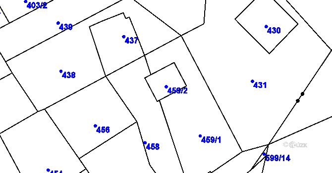Parcela st. 459/2 v KÚ Svatý Kopeček, Katastrální mapa