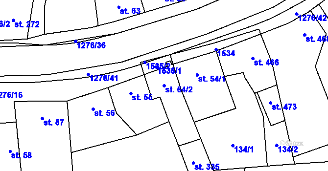 Parcela st. 54/2 v KÚ Kopidlno, Katastrální mapa