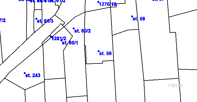 Parcela st. 59 v KÚ Kopidlno, Katastrální mapa
