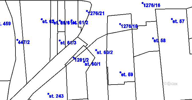 Parcela st. 60/2 v KÚ Kopidlno, Katastrální mapa