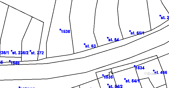 Parcela st. 63 v KÚ Kopidlno, Katastrální mapa