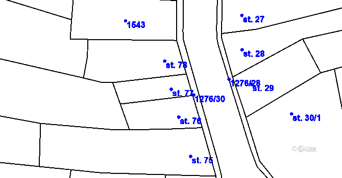 Parcela st. 77 v KÚ Kopidlno, Katastrální mapa