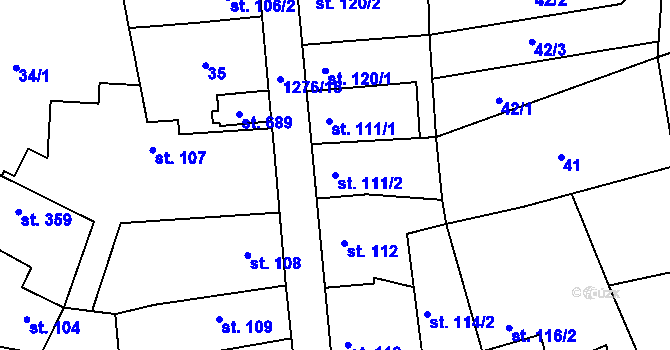 Parcela st. 111/2 v KÚ Kopidlno, Katastrální mapa