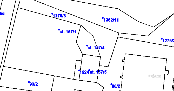 Parcela st. 157/4 v KÚ Kopidlno, Katastrální mapa