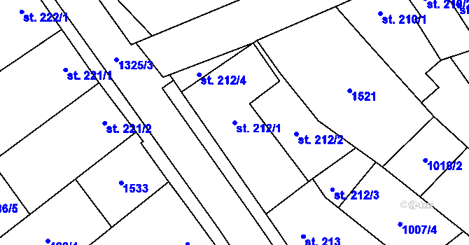 Parcela st. 212/1 v KÚ Kopidlno, Katastrální mapa