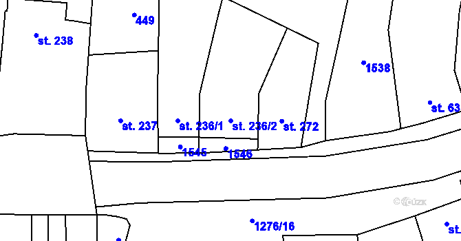 Parcela st. 236/2 v KÚ Kopidlno, Katastrální mapa