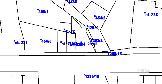 Parcela st. 239/2 v KÚ Kopidlno, Katastrální mapa