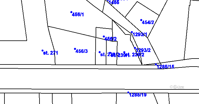 Parcela st. 239/3 v KÚ Kopidlno, Katastrální mapa